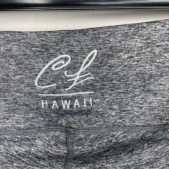 CL Hawaii Leggings Small S Heather Black Crop Tropical Palm Tree - Picture 5 of 8